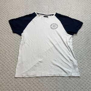 Brave Soul Shirt Mens XL White Blue Logo Basic Short Sleeve Cotton Adult Tee